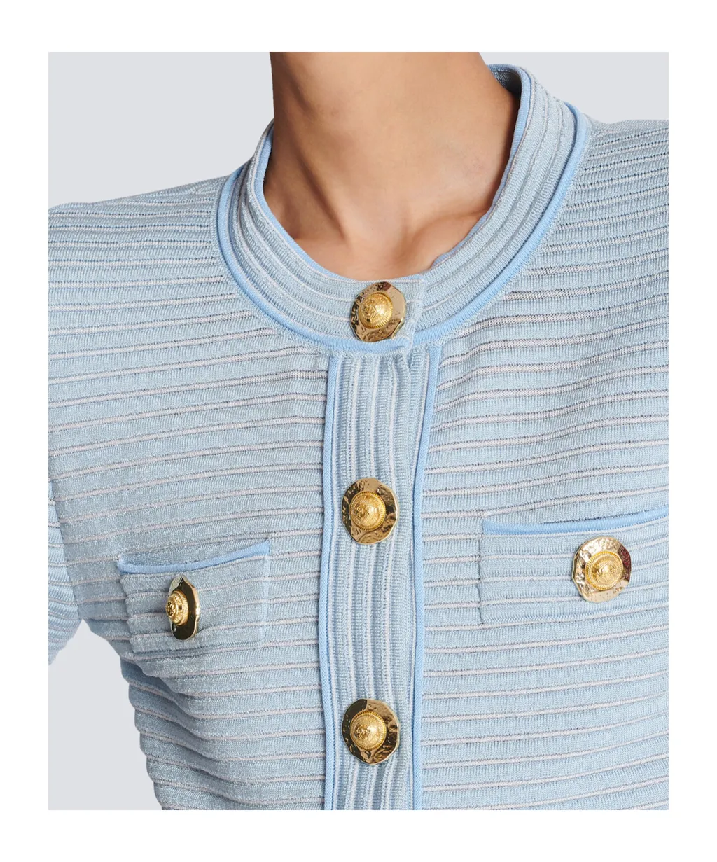 Long-Sleeved Textured Knit Cardigan
