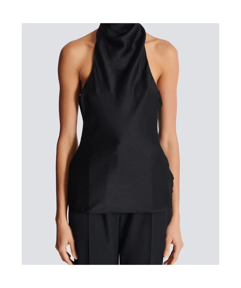 Backless Crepe Satin Top