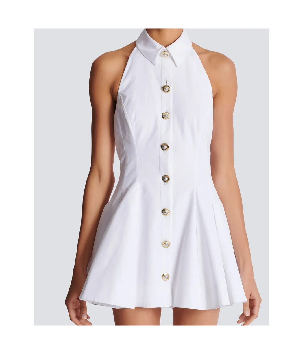 A-Line Backless Poplin Dress