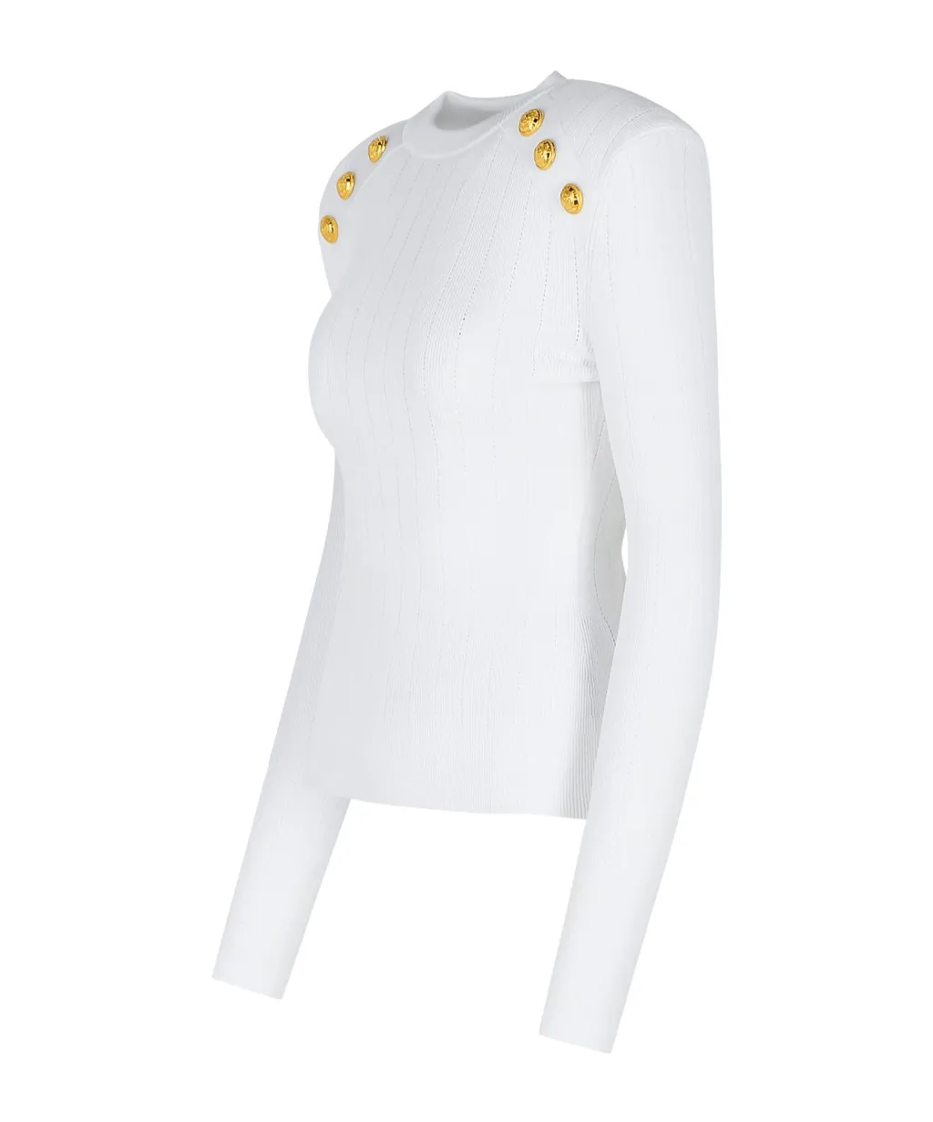 Button Embellished Knitted Jumper