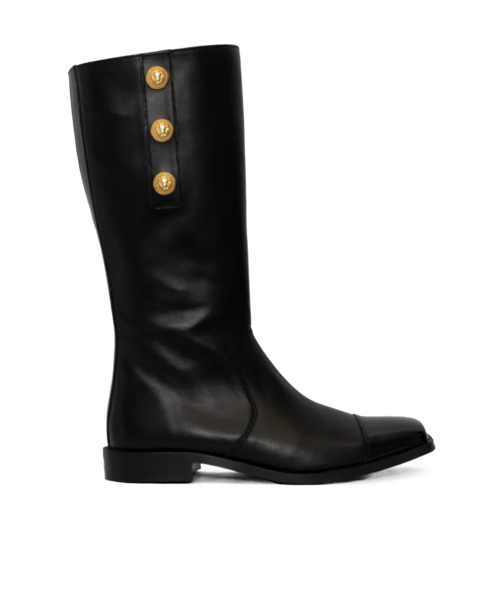 Cap-Toe Stud Embellished Boots