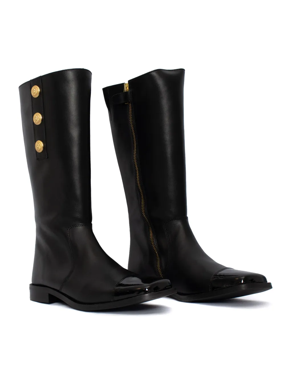 Cap-Toe Stud Embellished Boots