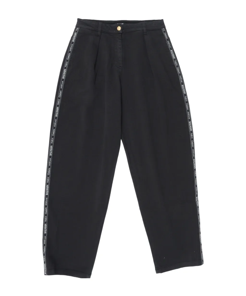 Pleated Logo-Tape Trousers