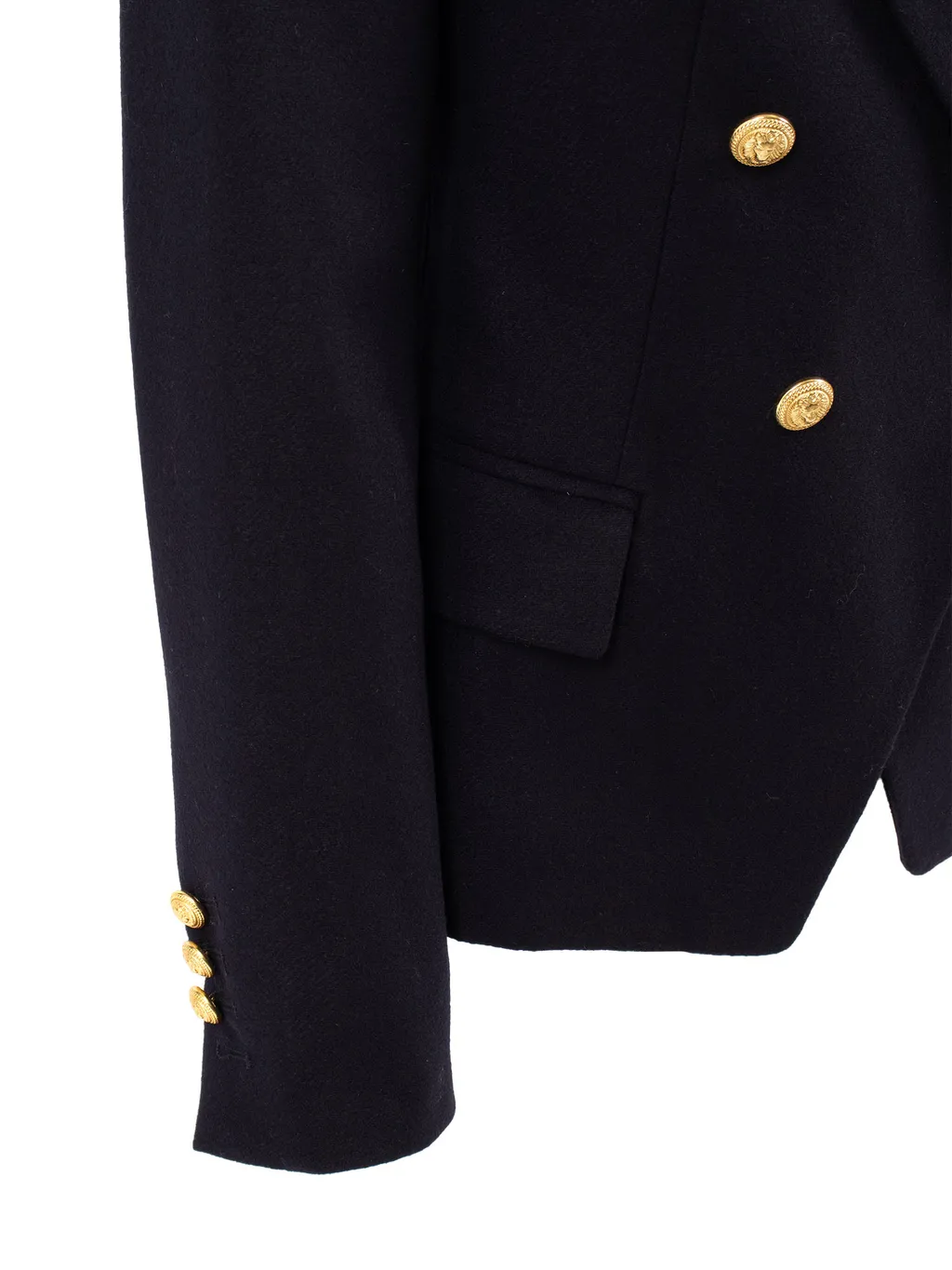 Gold-Button Double-Breasted Jacket