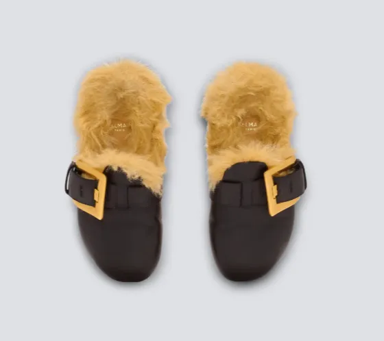 Buckle-Detail Leather Mules