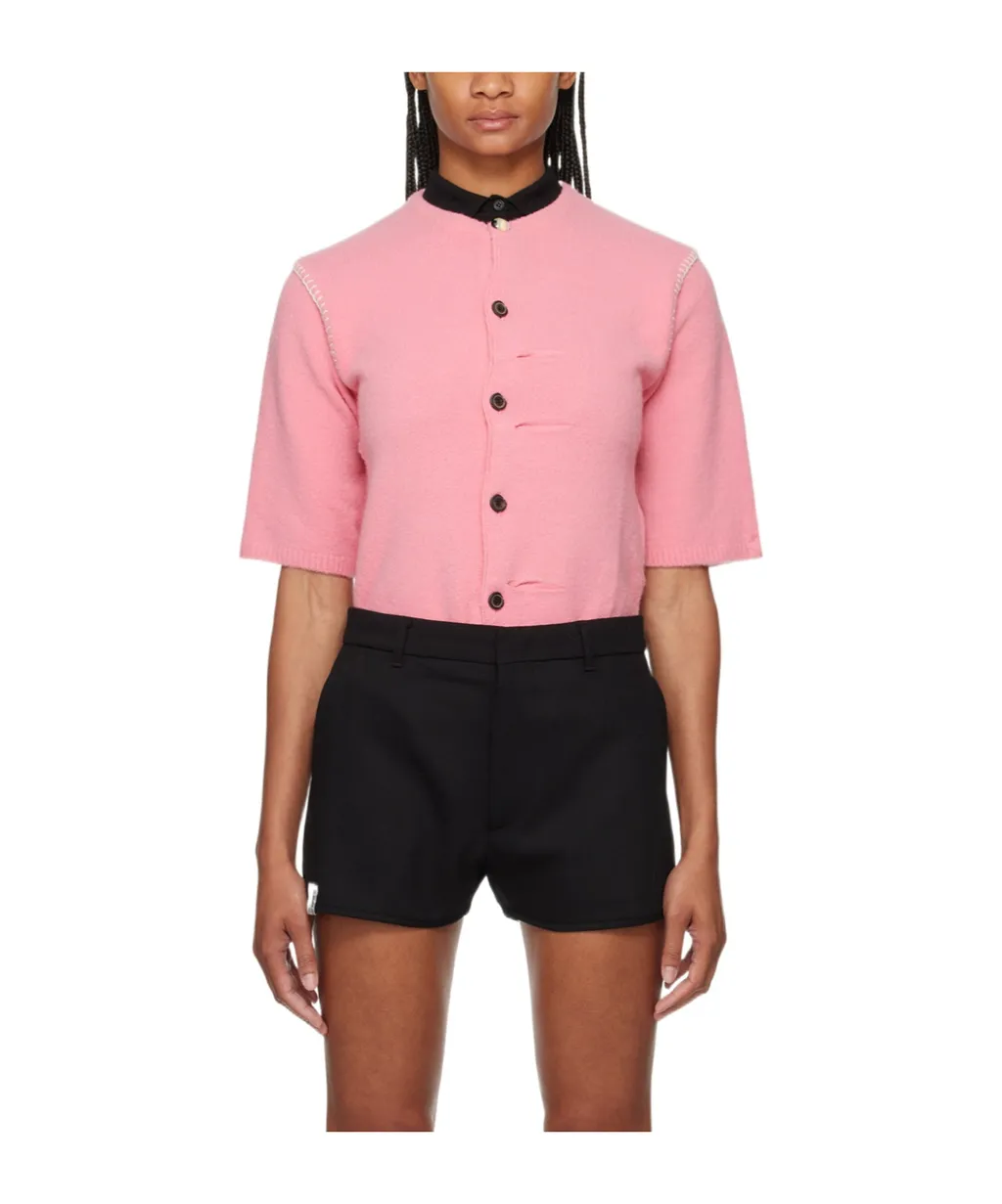 Round-Collar Button-Down Sweater