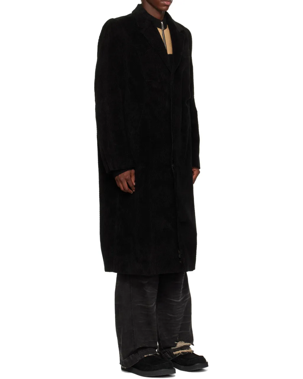 Flat Lapel Collar Button Coat