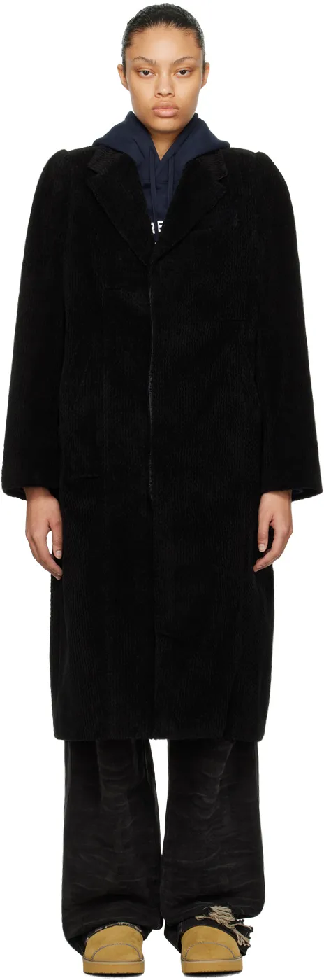 Flat Lapel Collar Button Coat