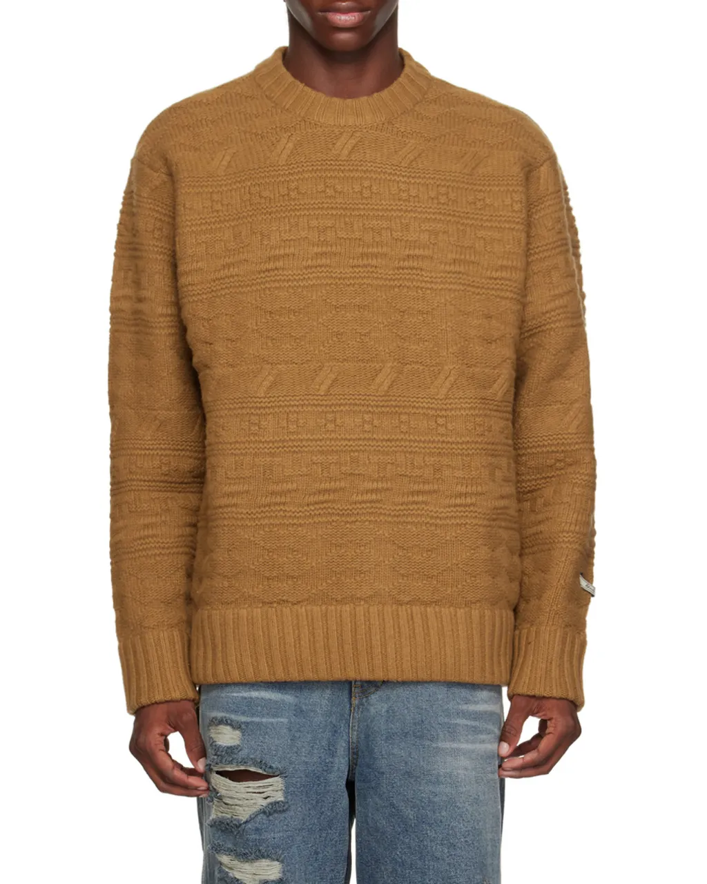 Coarse Twisted Knitted Round Neck Sweater