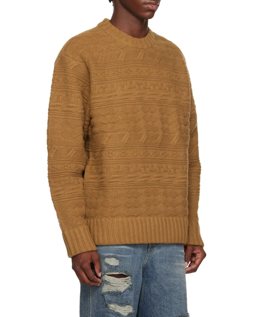 Coarse Twisted Knitted Round Neck Sweater