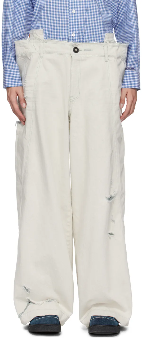 Belt Loop Zipper Jeans Pants