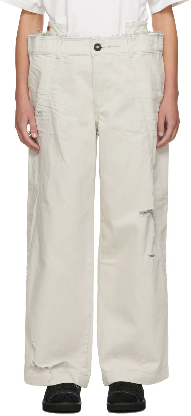 Belt Loop Zipper Jeans Pants