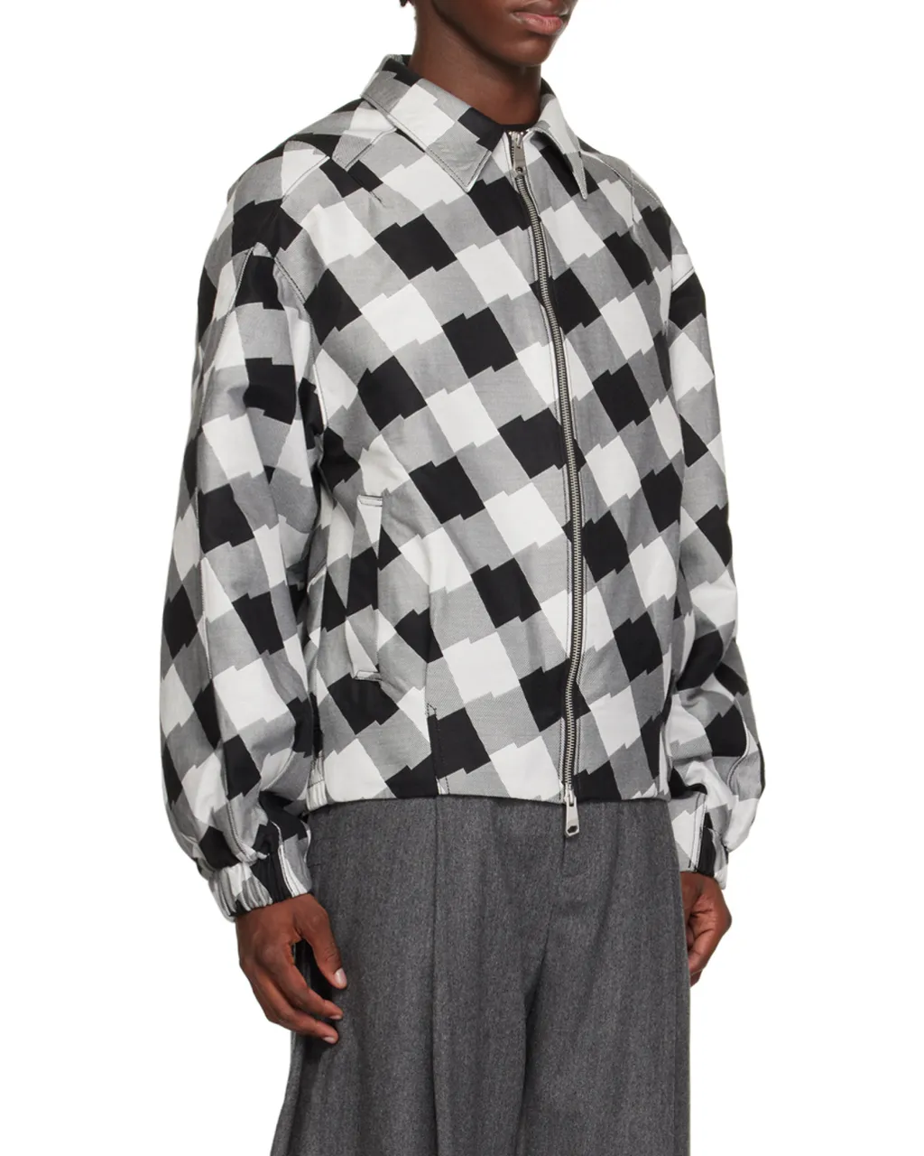 Check Zipper Casual Jacket