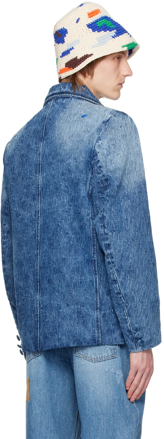 Flat Lapel Collar Button Denim Coat