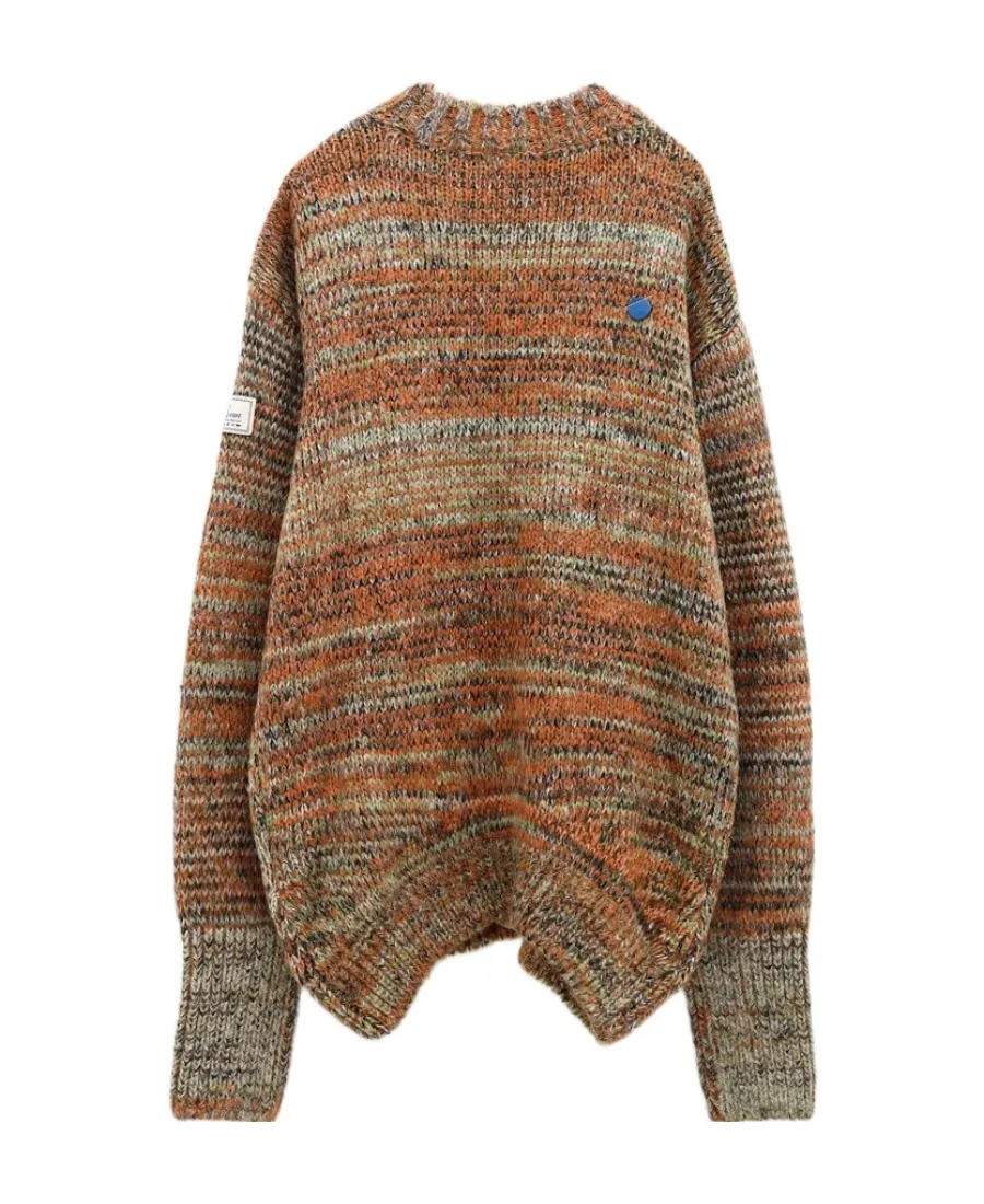 Striped Round-Neck Knitted Sweater