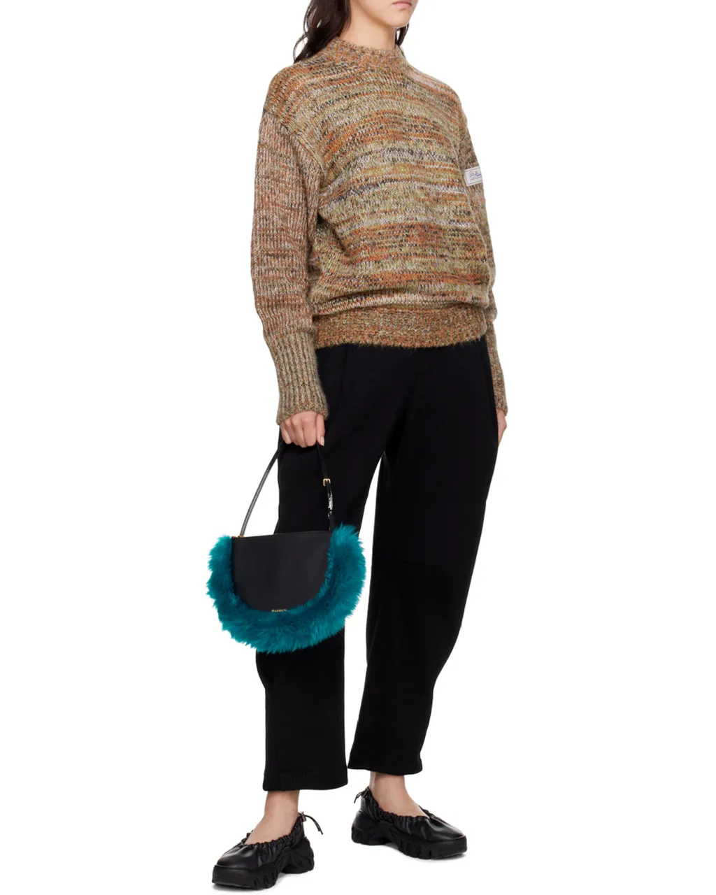 Striped Round-Neck Knitted Sweater