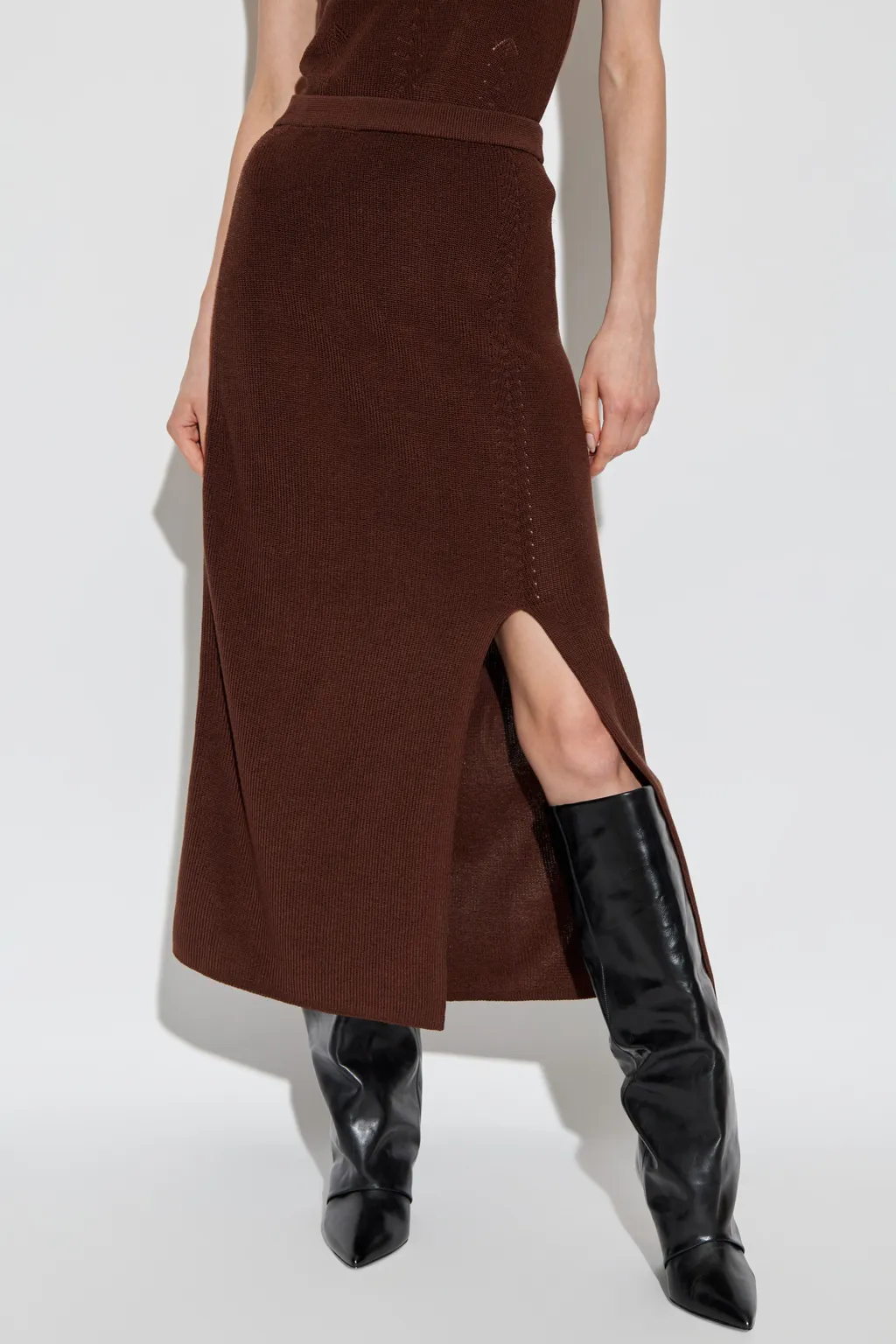 Elegant Midi Slit Skirt