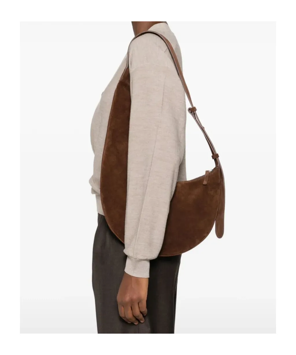 Suede Crescent Tote Bag