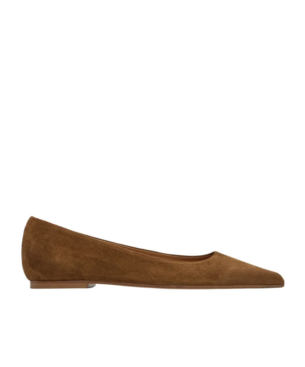 Pointed-Toe Suede Flat Pumps