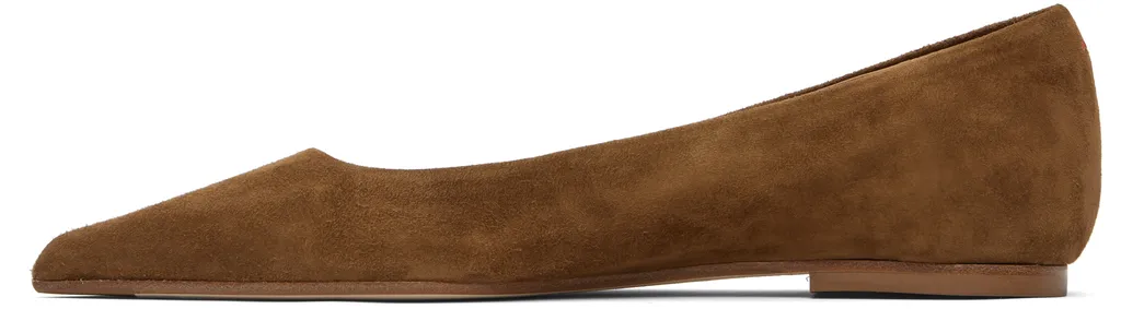 Pointed-Toe Suede Flat Pumps