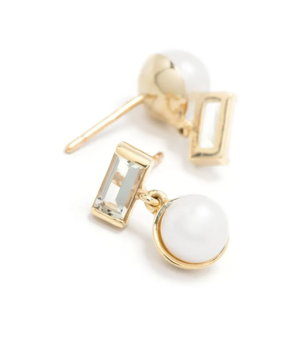 Perla Baguette Pearl And Amethyst Earrings
