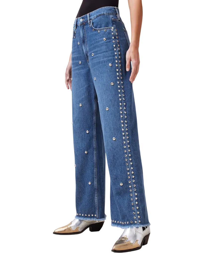 Studded Wide-Leg Jeans
