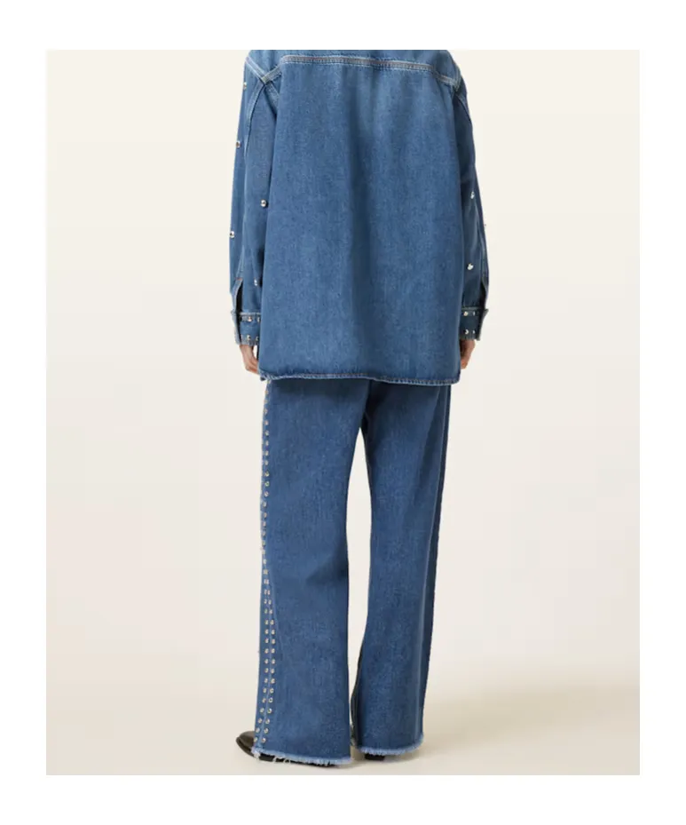 Studded Wide-Leg Jeans