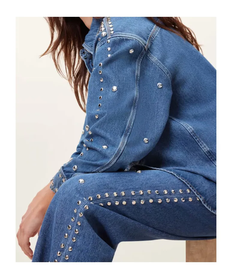Studded Wide-Leg Jeans