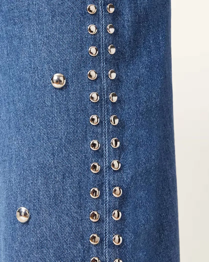 Studded Wide-Leg Jeans
