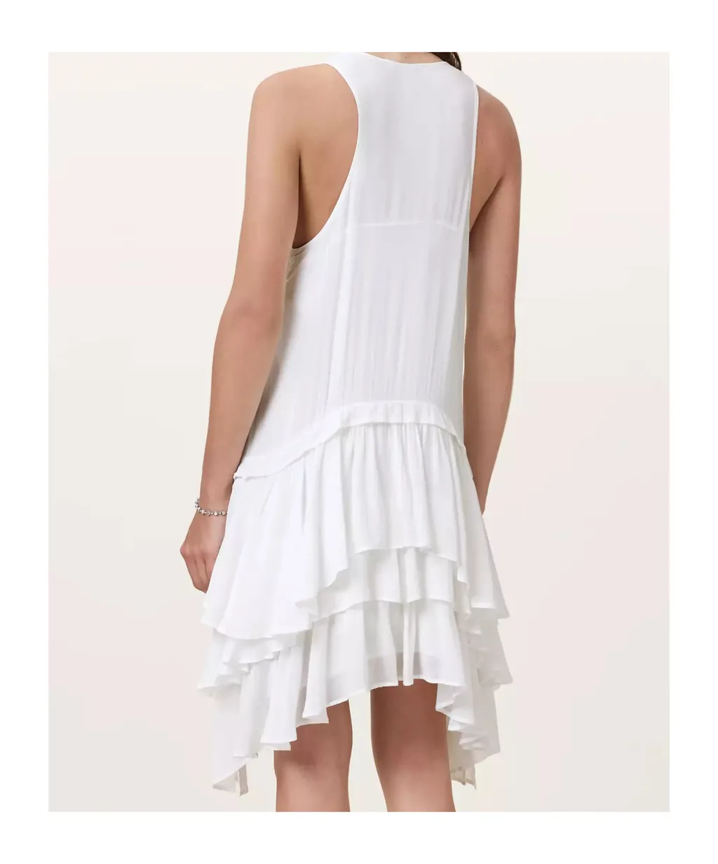 Ruffled Asymmetric Mini Dress