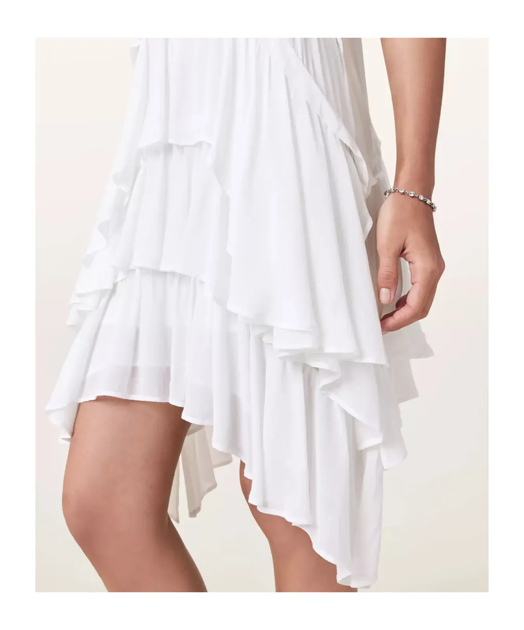 Ruffled Asymmetric Mini Dress