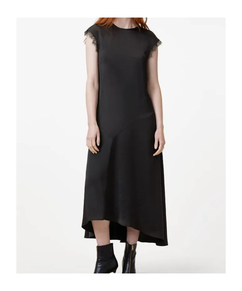 Lace Trim Asymmetric Dress