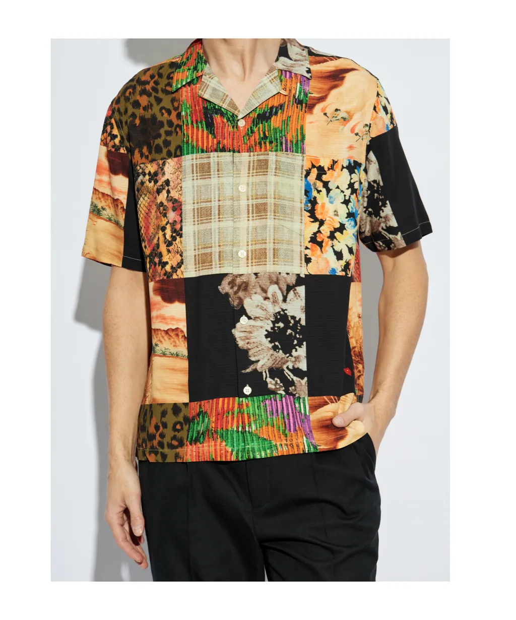 Patchwork Print Casual Shirt