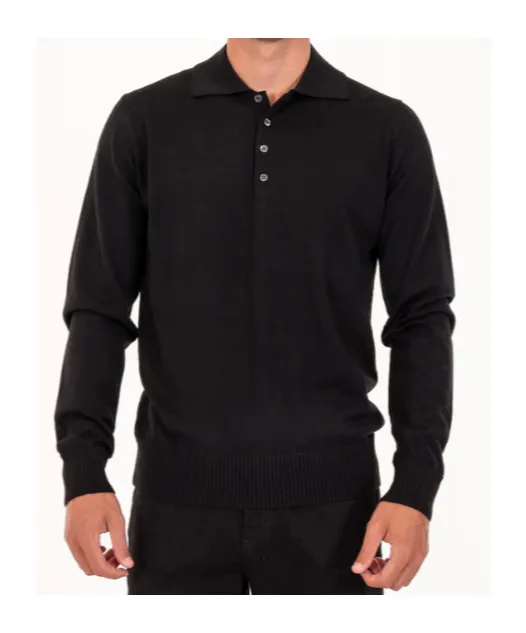 Long-Sleeve Merino Polo Shirt