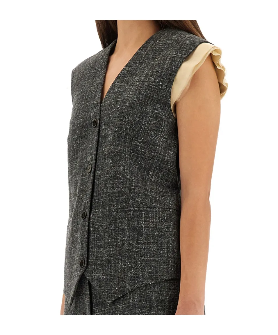 V-Neck Buttoned Vest
