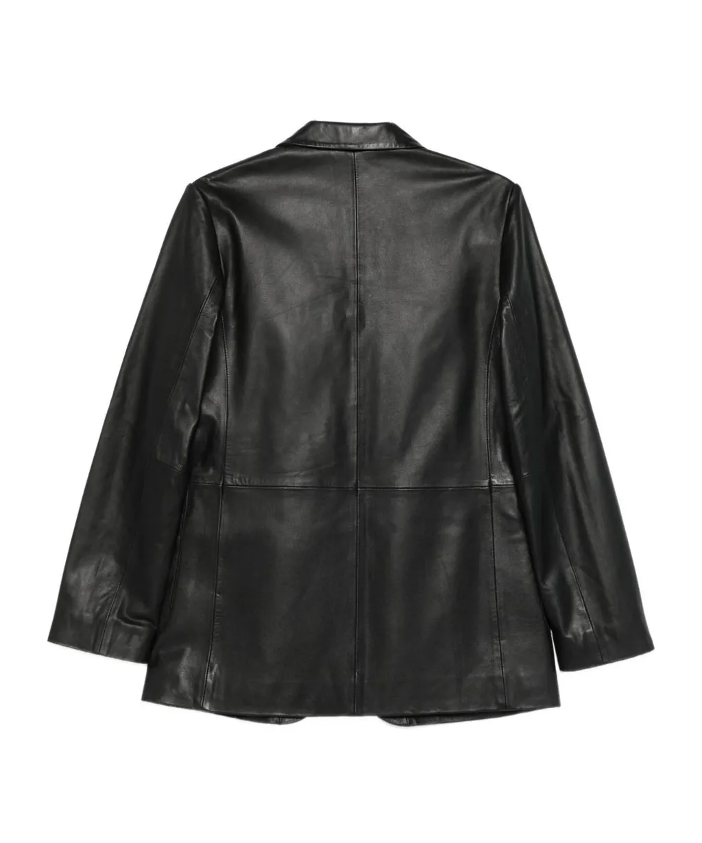 Notched Lapel Leather Jacket