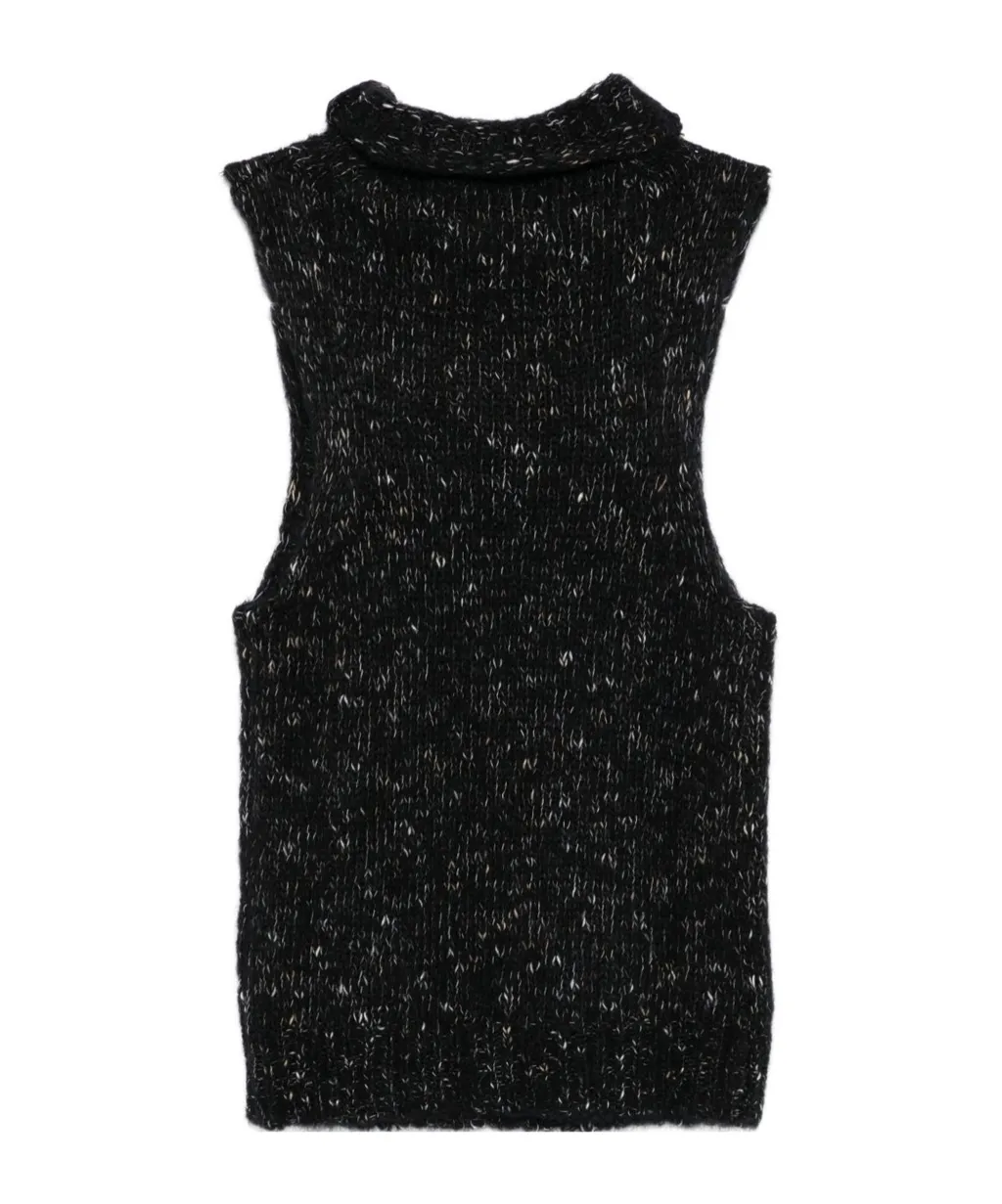 High-Neck Knitted Vest