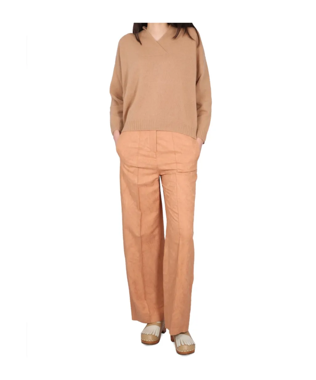 Ajoure High-Waisted Wide-Leg Trousers