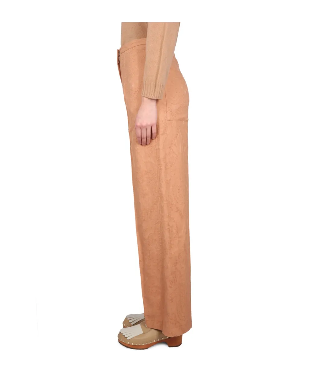 Ajoure High-Waisted Wide-Leg Trousers