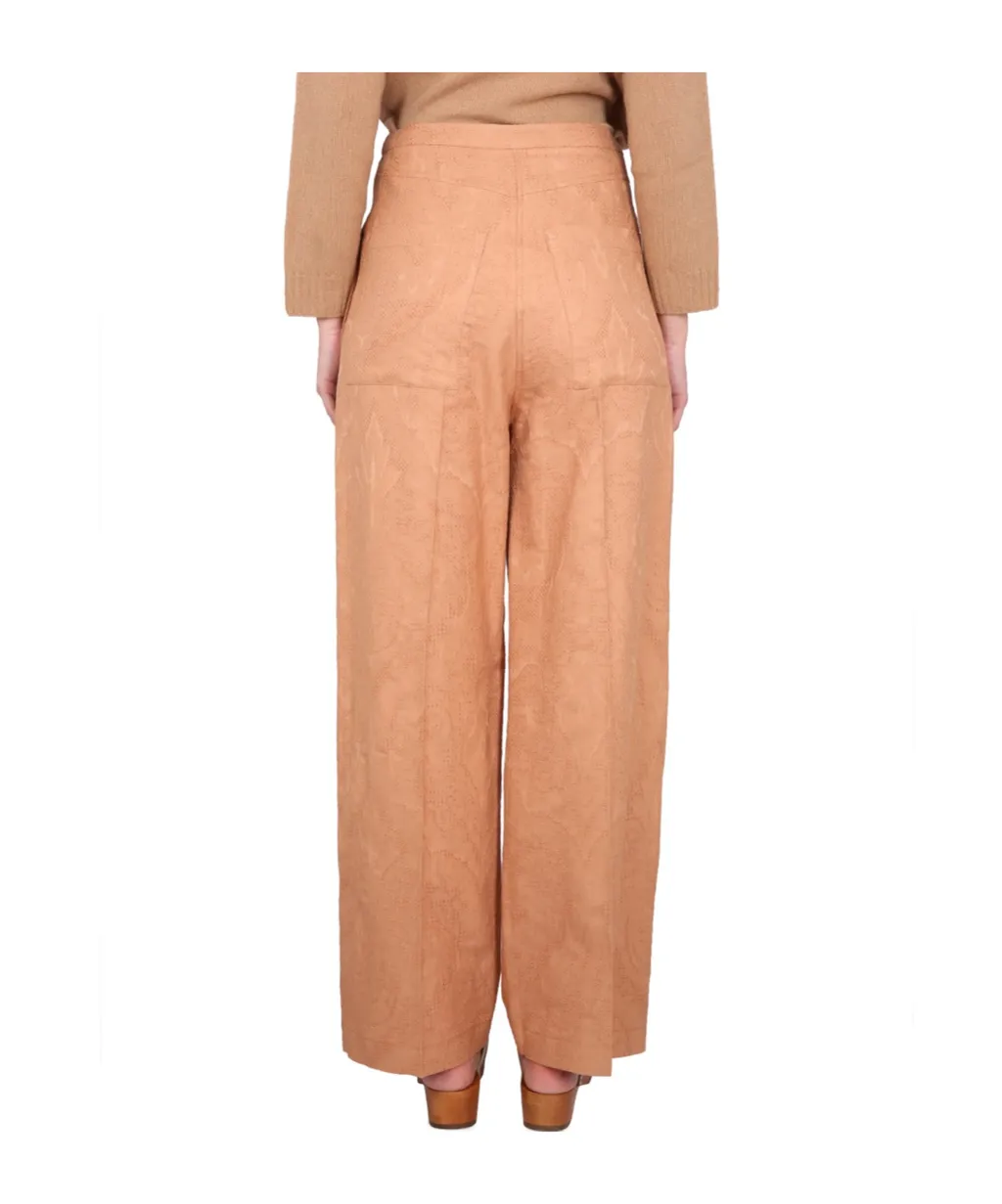 Ajoure High-Waisted Wide-Leg Trousers