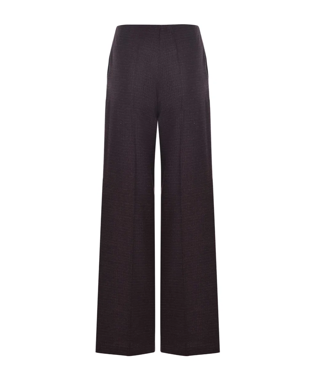 Checkered Pattern Wide Leg Trousers