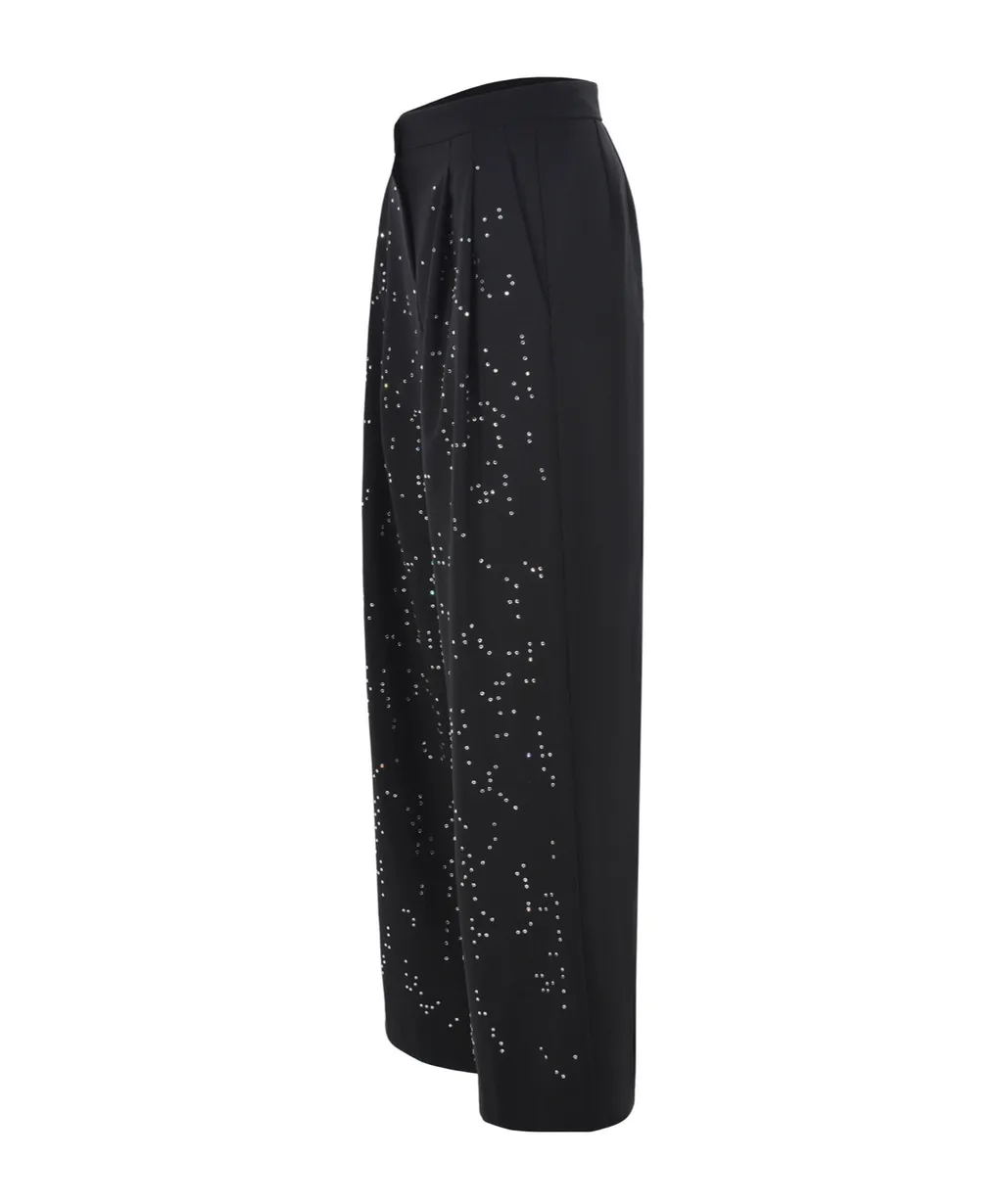 Wide-Leg Embellished Trousers