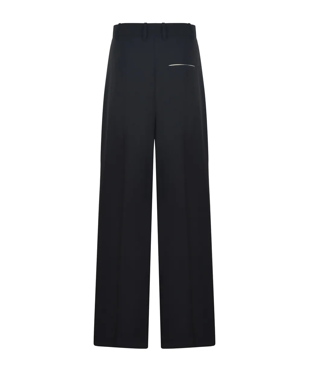 Straight-Leg Pleated Trousers
