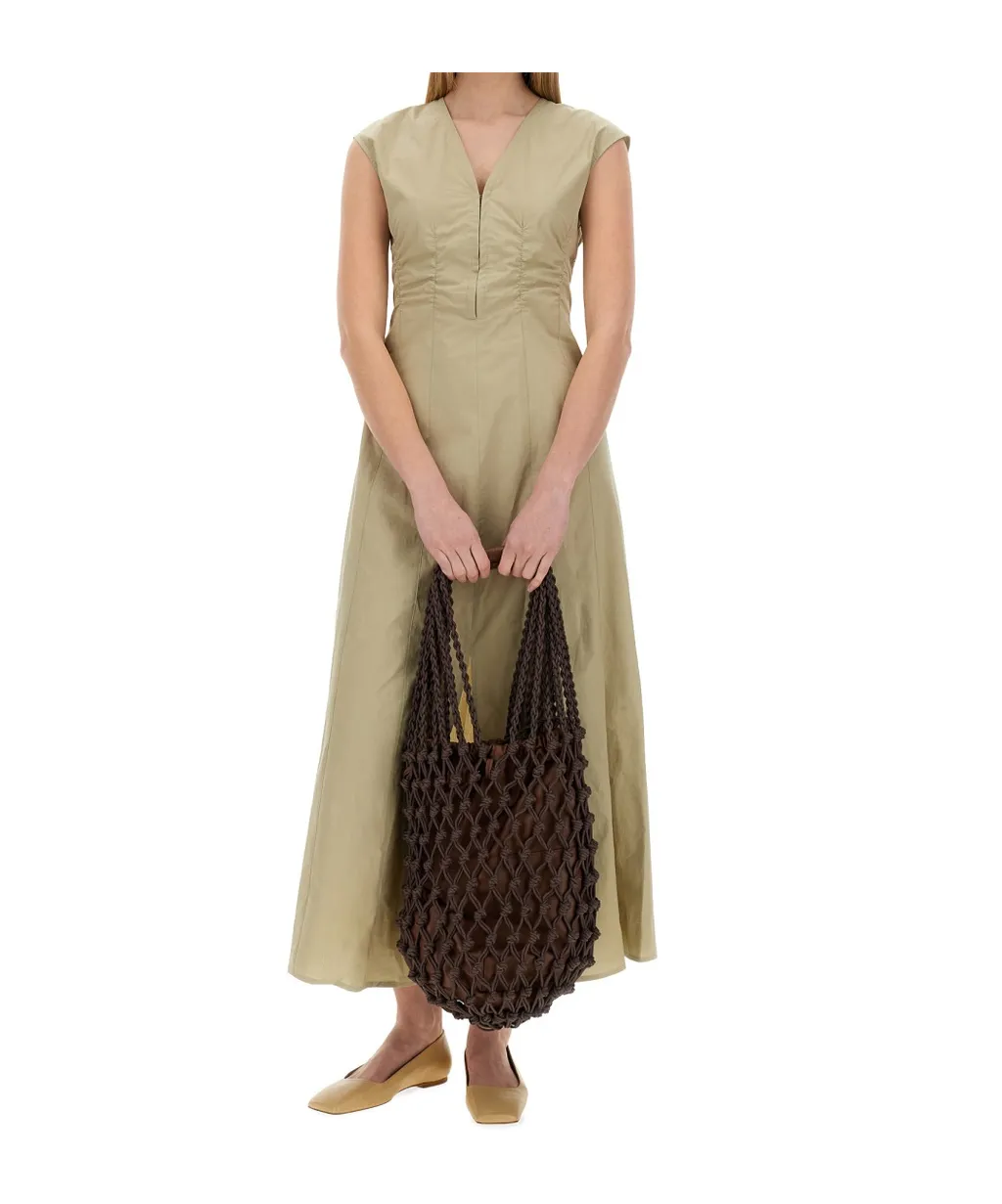 Ruched V-Neck Maxi Dress