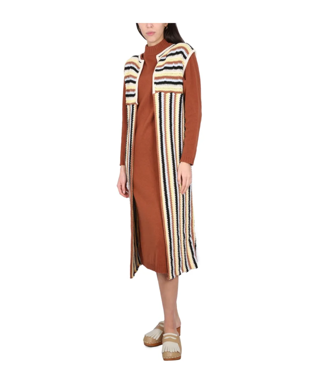 Stripe Detailed Knitted Gilet
