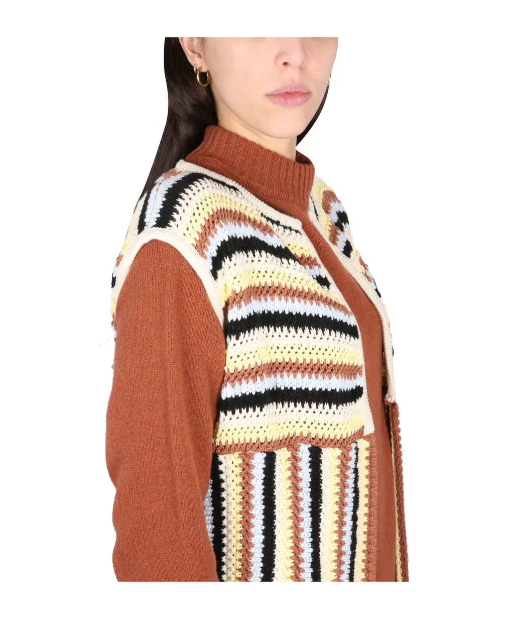 Stripe Detailed Knitted Gilet