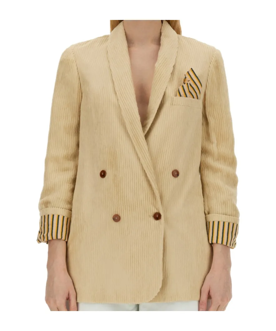 Double-Breasted V-Neck Blazer