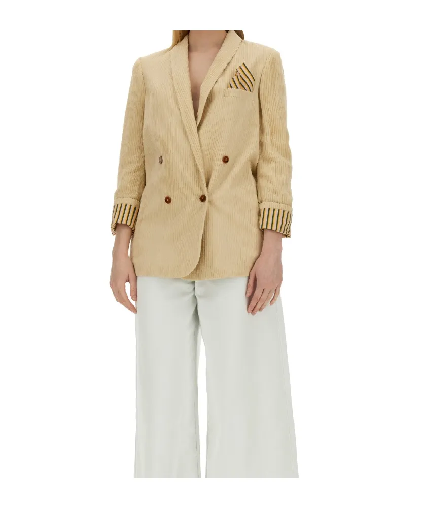 Double-Breasted V-Neck Blazer