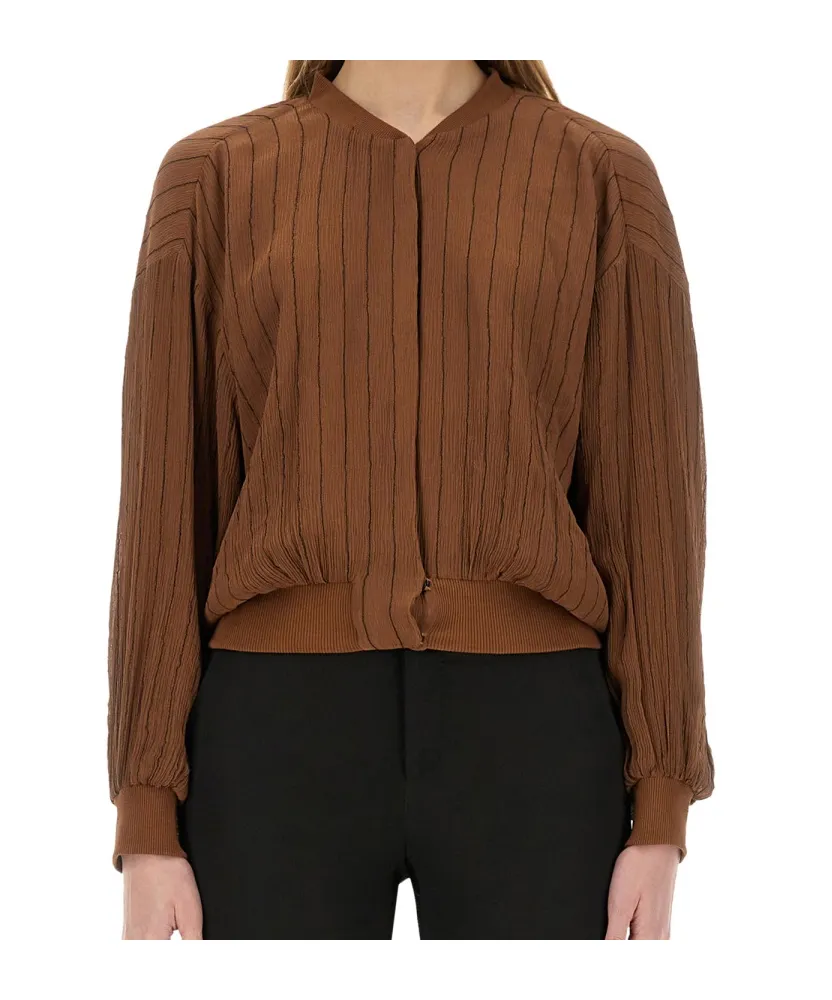 Stitched Striped Bomber Jacket