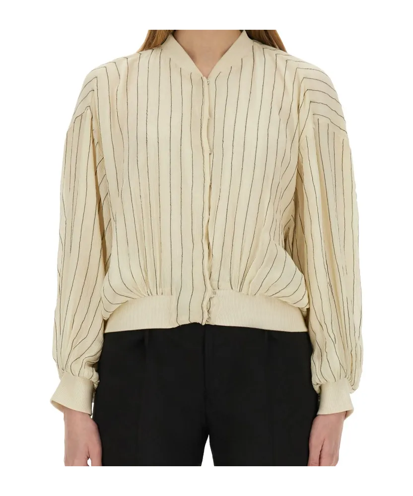 Stitched Striped Bomber Jacket